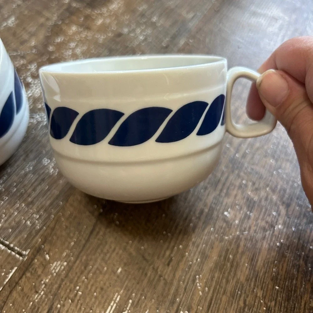 Mikasa Bob Van Allen 2 Nautilus Blue Rope Stone China Cup Saucer Set L9152 Japan